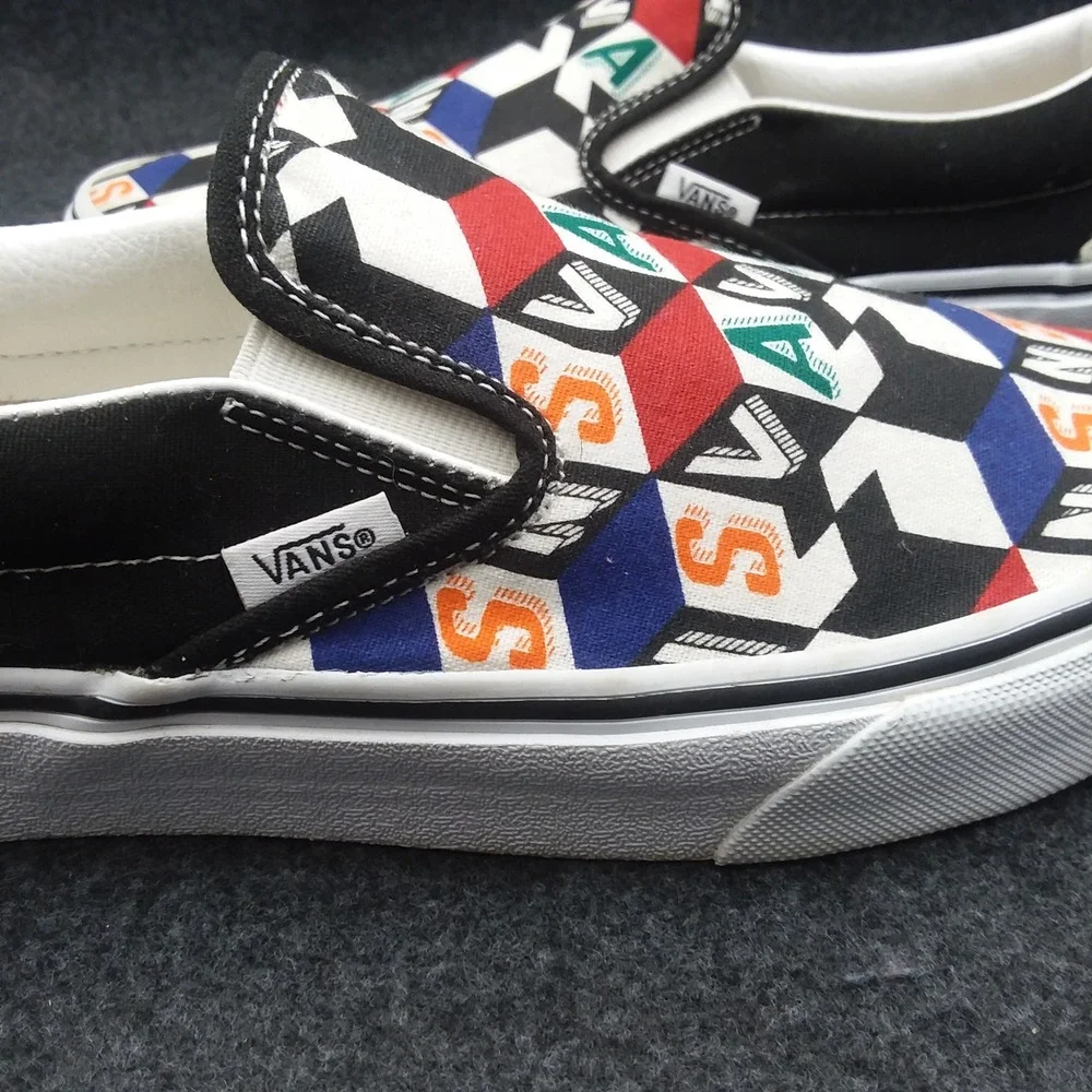 Vans Classic Slip On Checker Cube Multi True‎ White Shoes Mens 8.5 Womens 10